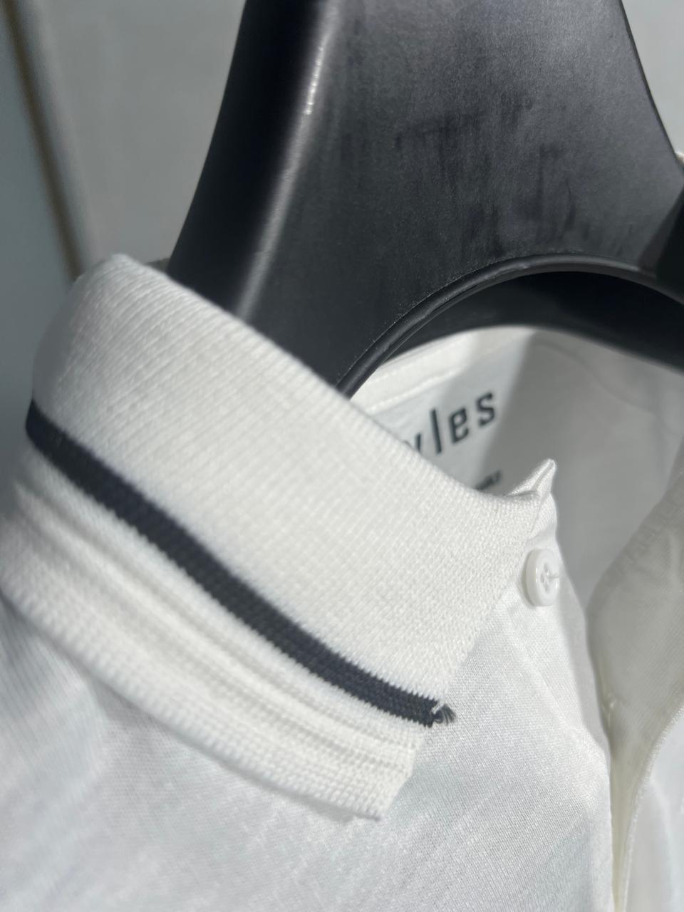 ARMANI Emb Collar T shirt WHITE