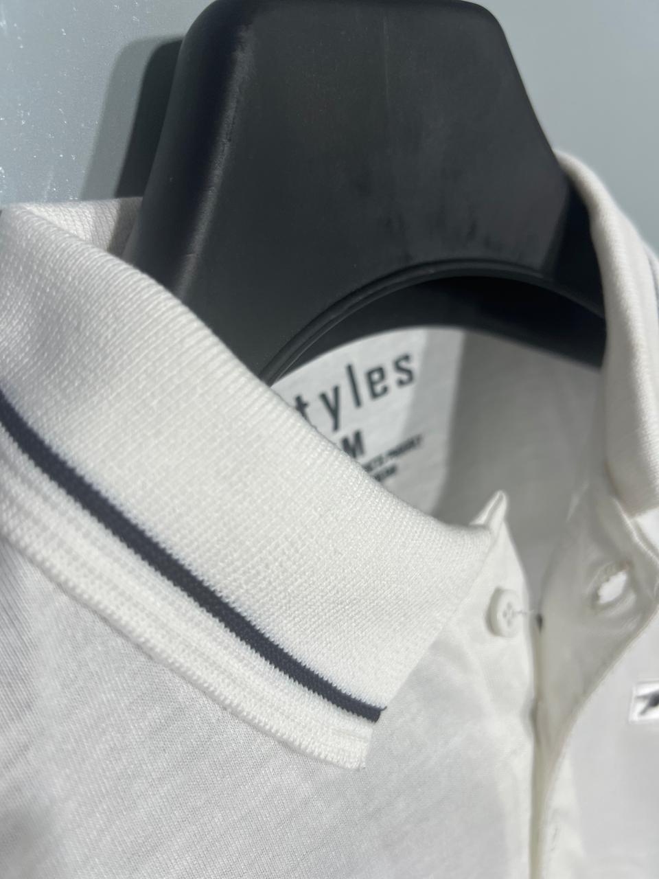 TOMMY Emb Collar T shirt WHITE