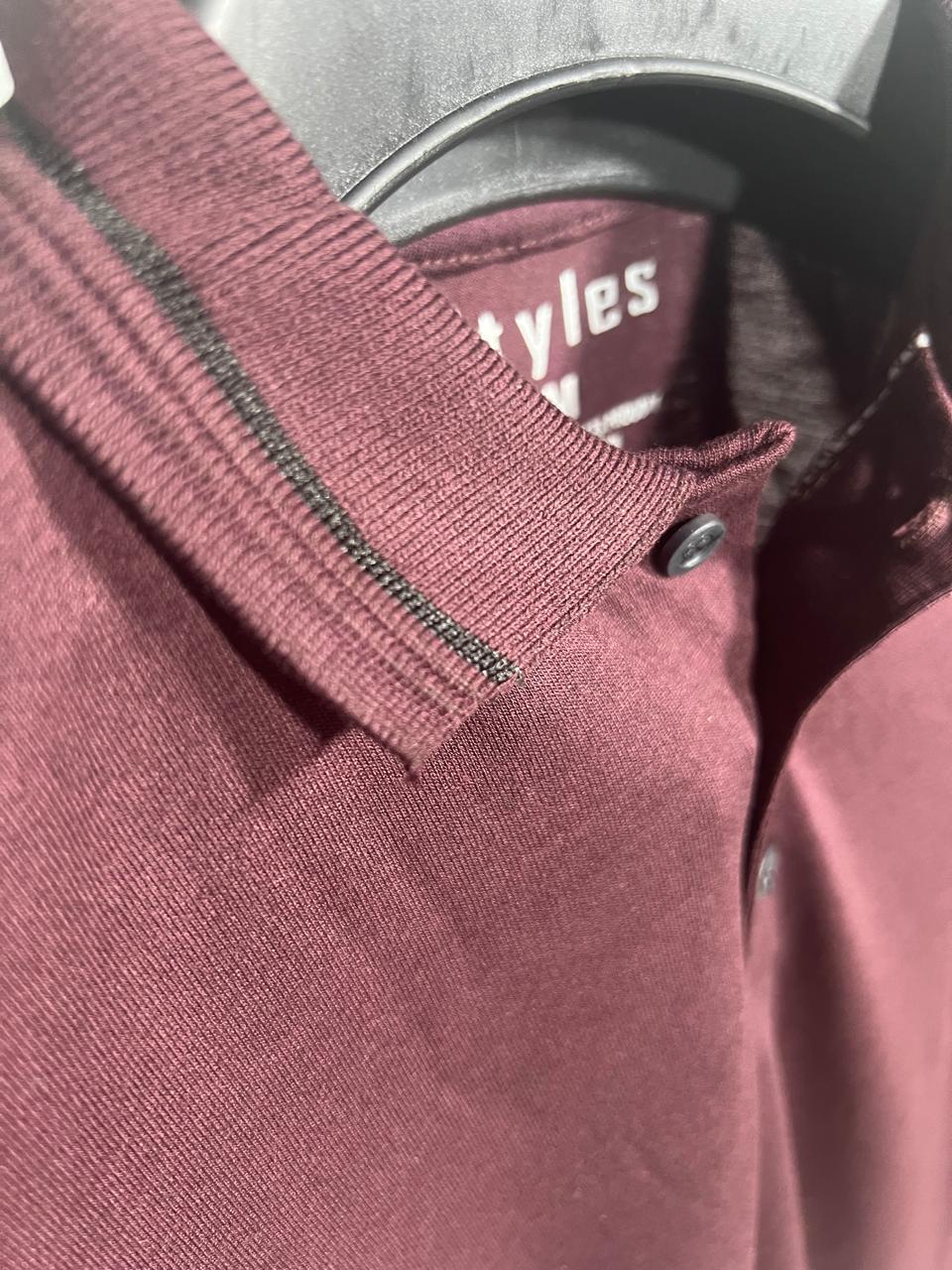 TOMMY Emb Collar T shirt MAROO