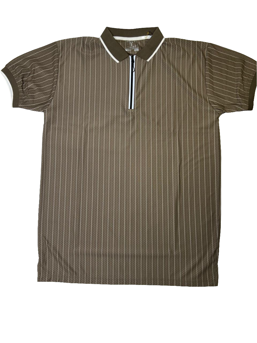 TWIST LINING INTER COLLAR DRI-FIT-T-SHIRT  BROWN   TW-10