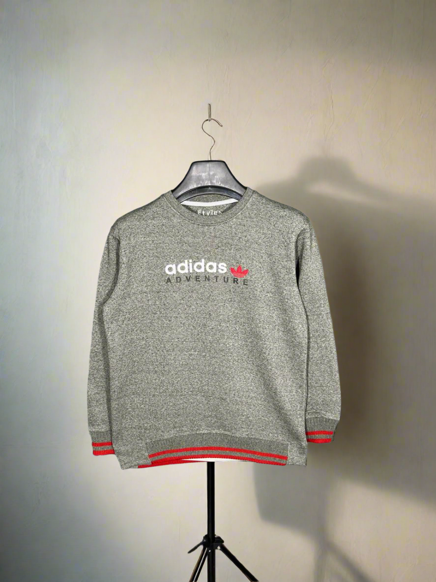 Embriodered ADIDAS Round Neck Imported Men's Sweatshirt TW:-