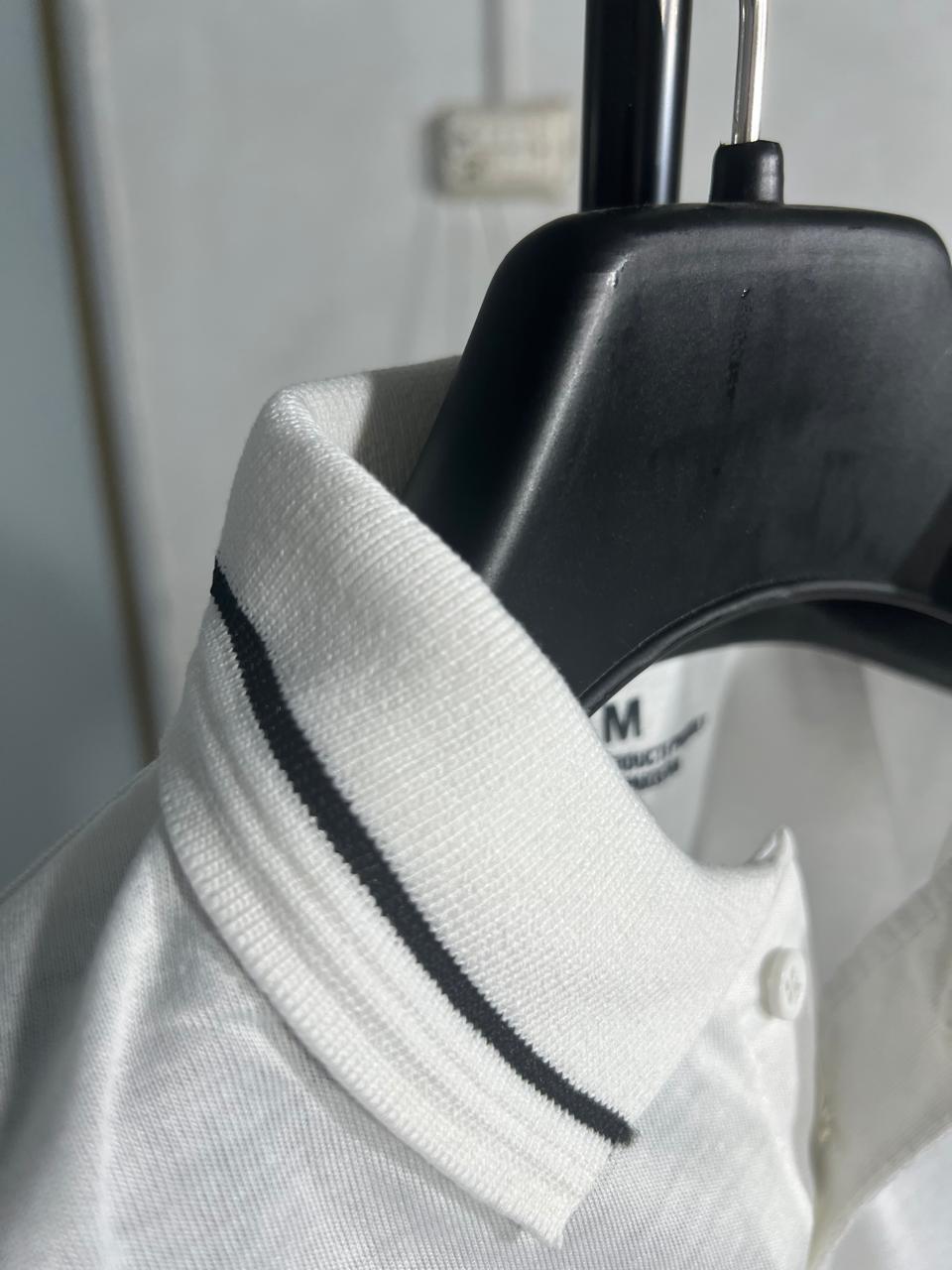 ARMANI Emb Collar T shirt WHITE