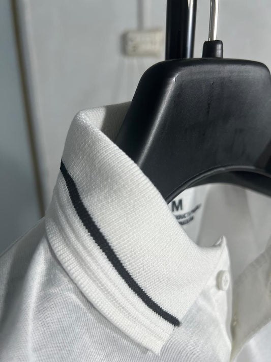 ARMANI Emb Collar T shirt WHITE