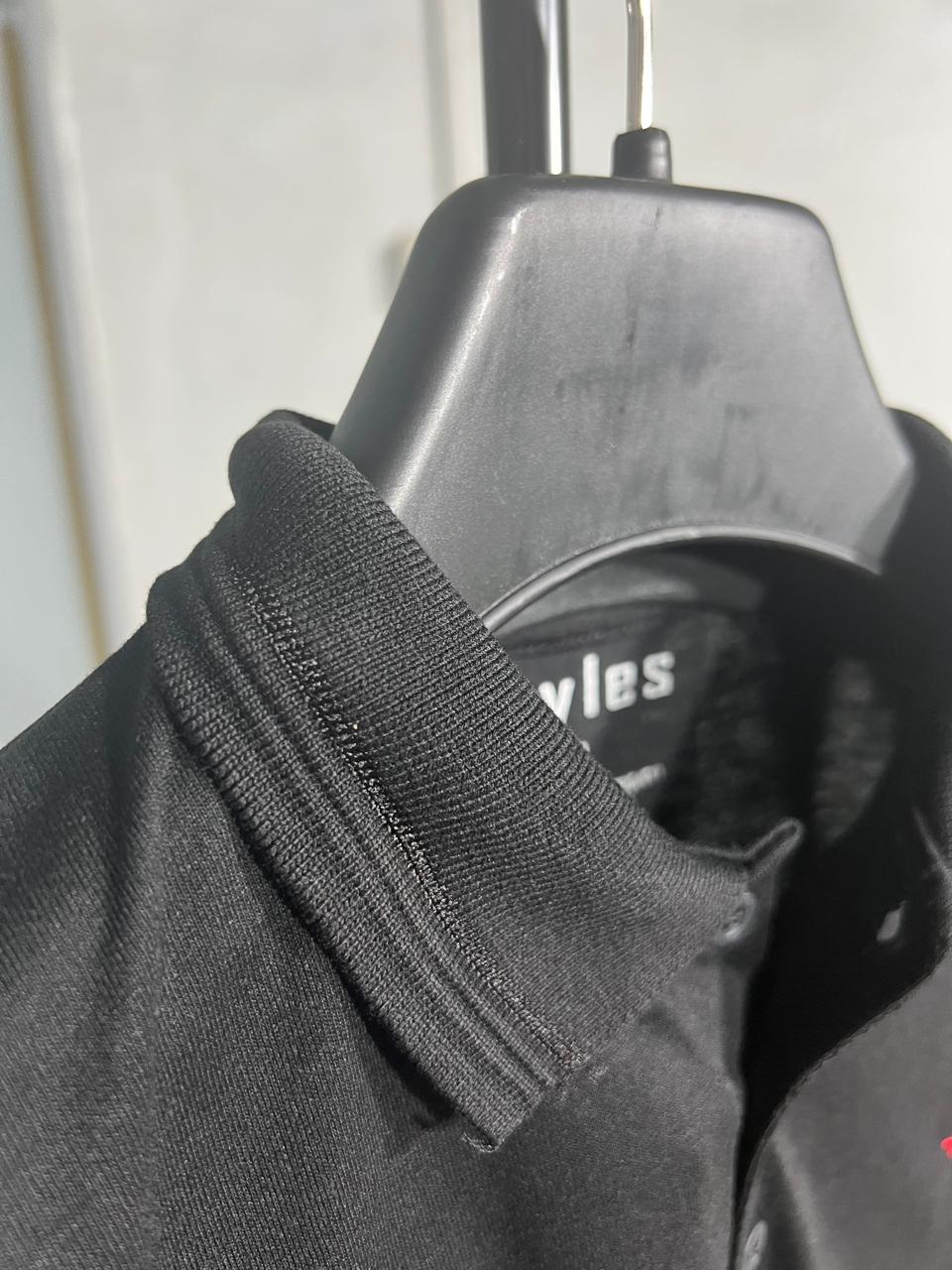 ARMANI Emb Collar T shirt Black