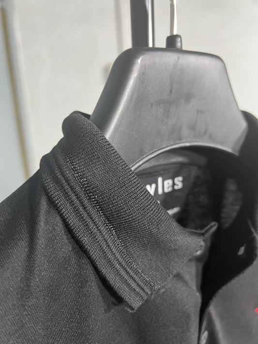 ARMANI Emb Collar T shirt Black