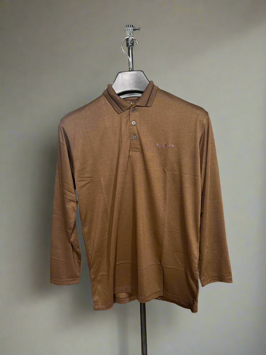 Paul Smith Emb Collar T shirt BROWN