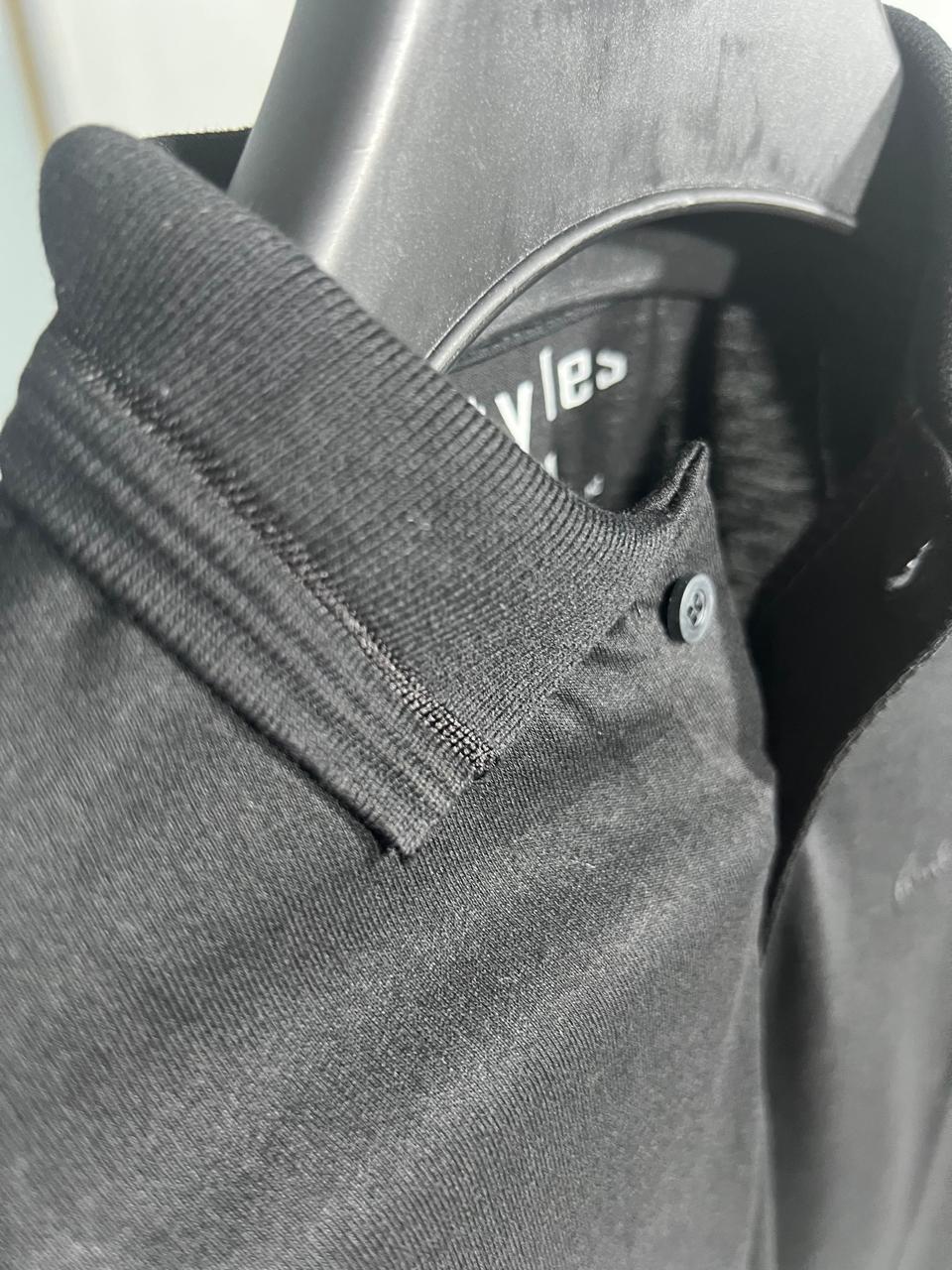 ARMANI Emb Collar T shirt Black