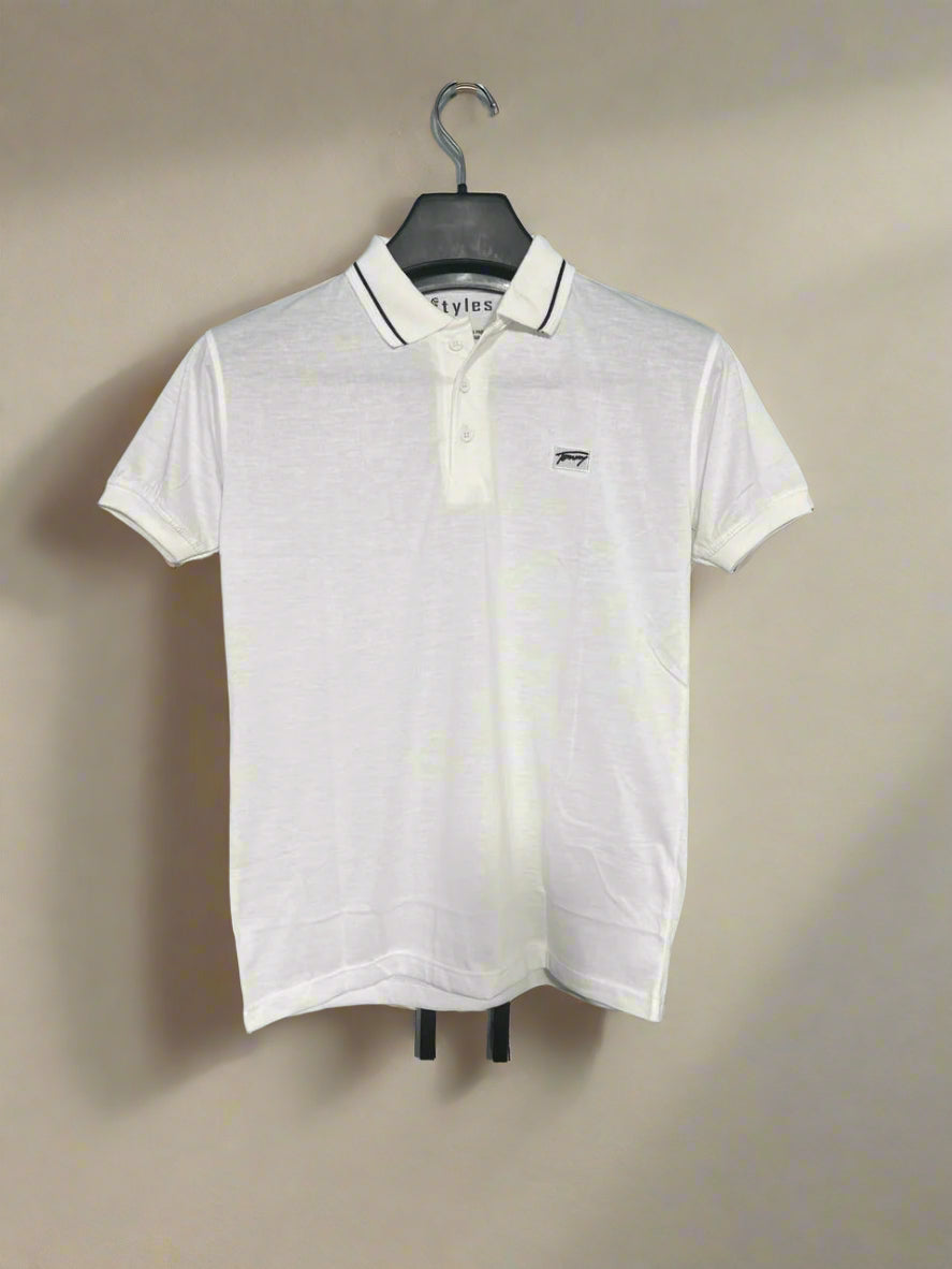 TOMMY Emb Collar T shirt WHITE