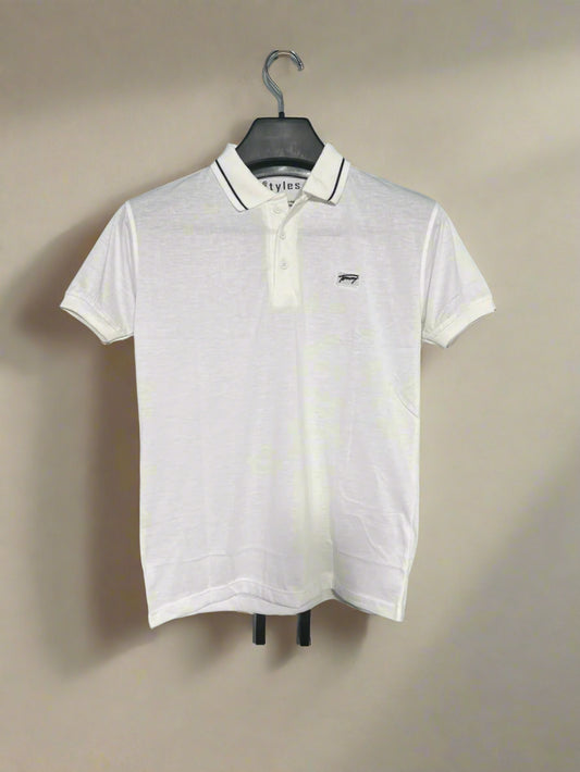 TOMMY Emb Collar T shirt WHITE