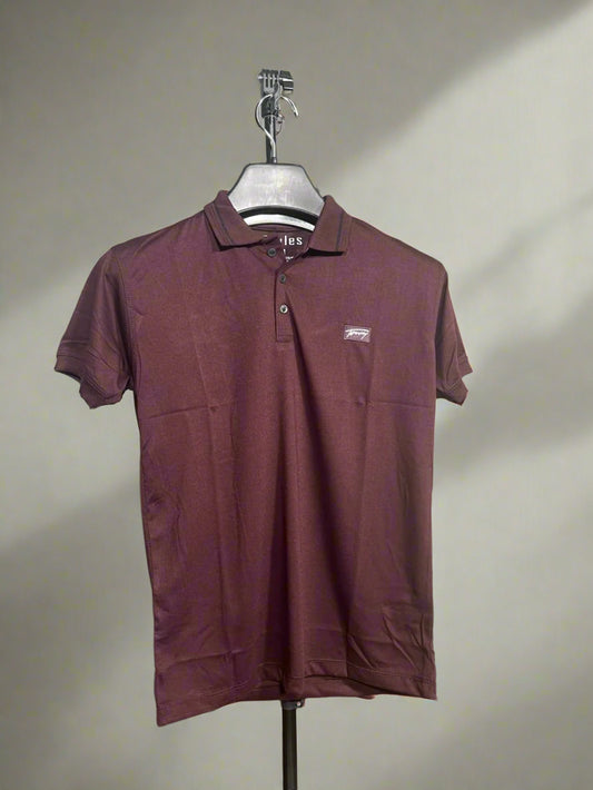 TOMMY Emb Collar T shirt MAROO