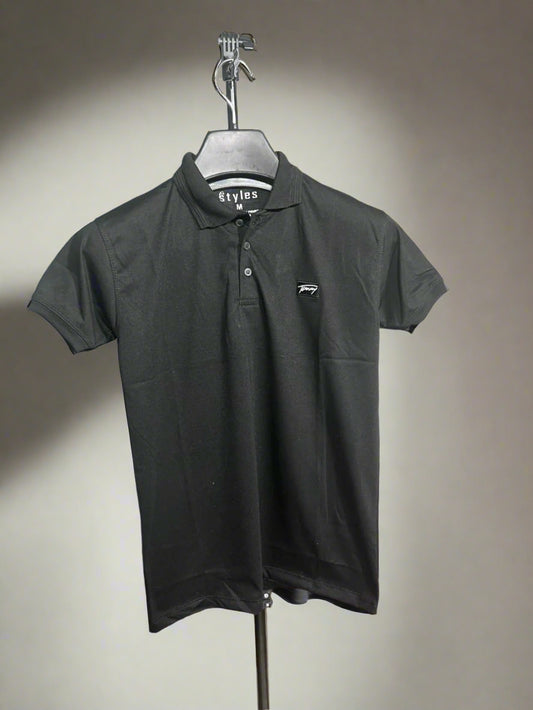 TOMMY Emb Collar T shirt BLACK