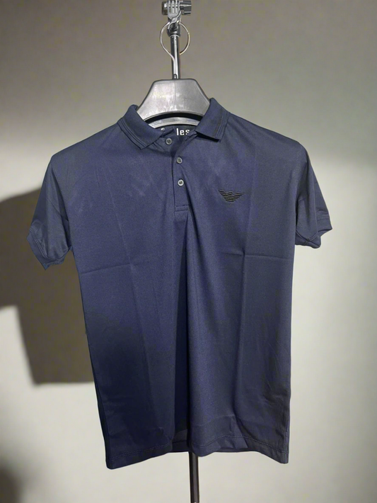 ARMANI Emb Collar T shirt BLUE