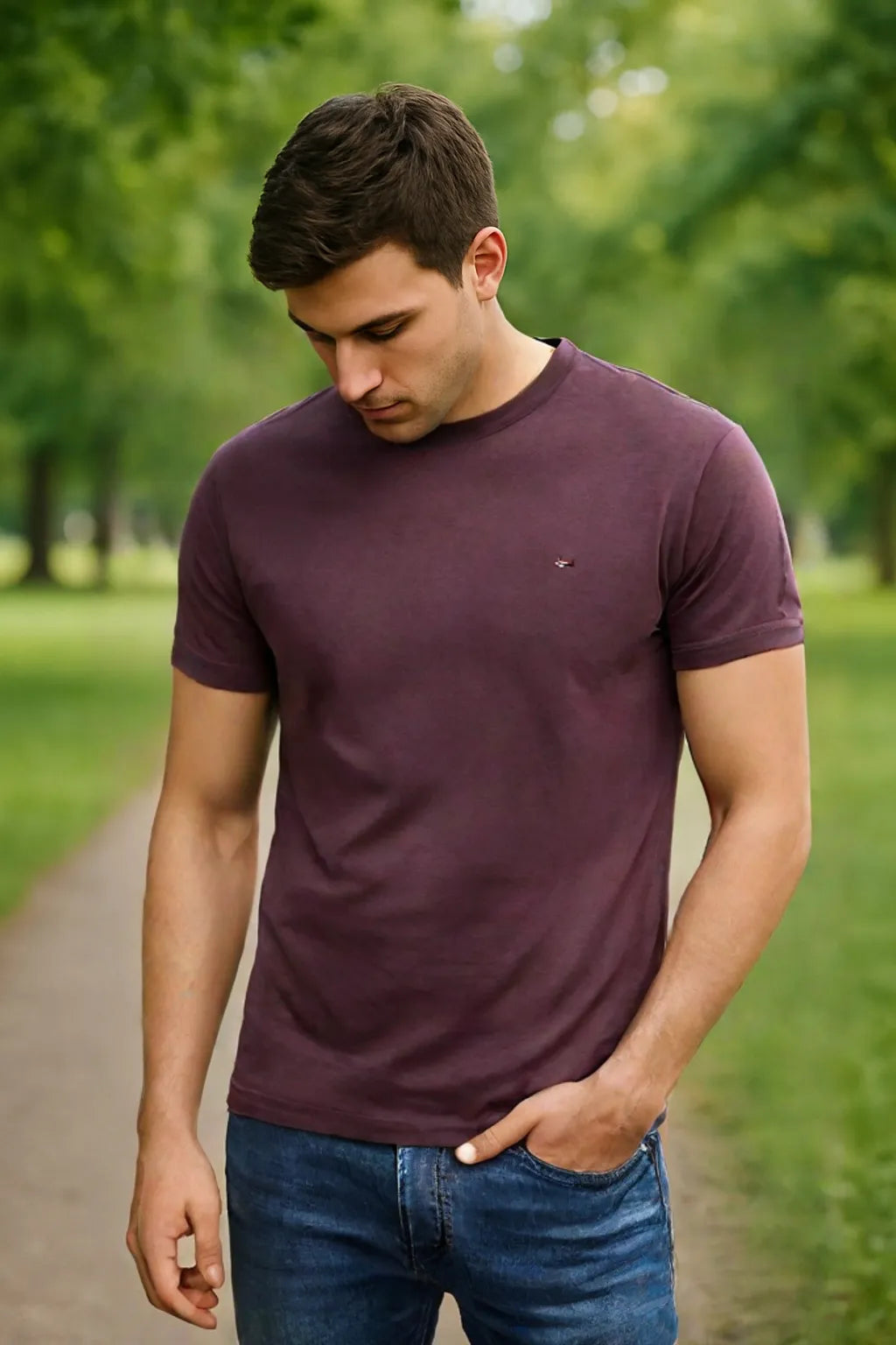 ROUND NECK HALF BAZU JERSEY T SHIRT TW:-124