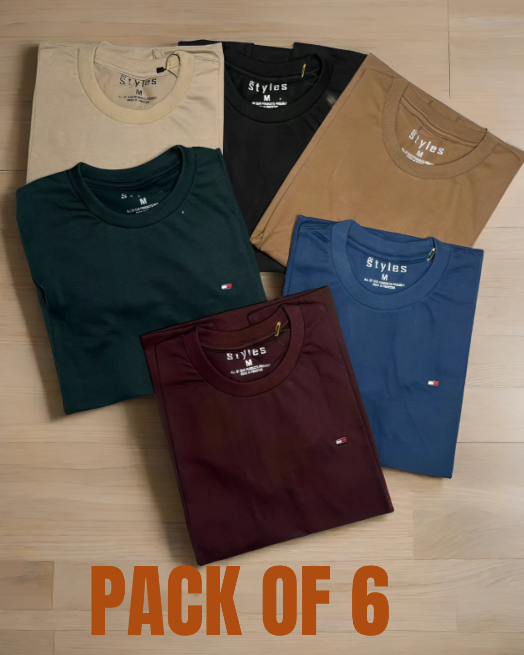 PACK OF 6 EMBRIODERED TEE TW:-312