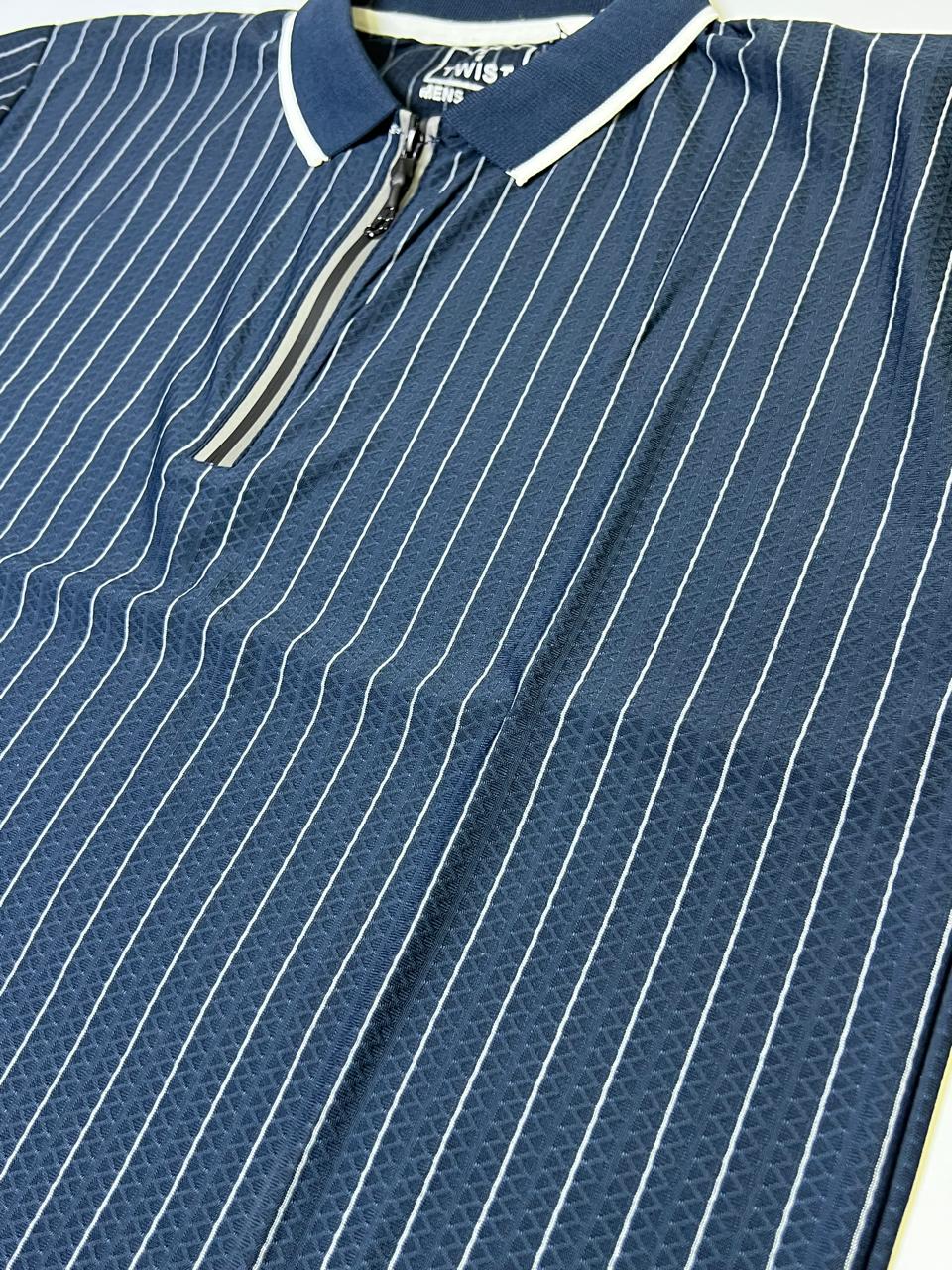 TWIST LINING INTER COLLAR DRI-FIT-T-SHIRT BLUE  TW-11