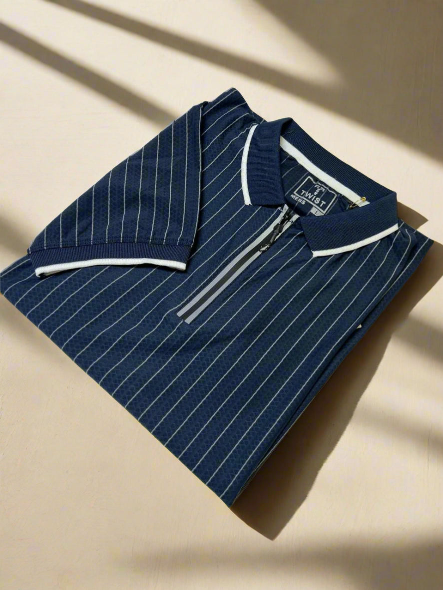 TWIST LINING INTER COLLAR DRI-FIT-T-SHIRT BLUE  TW-11