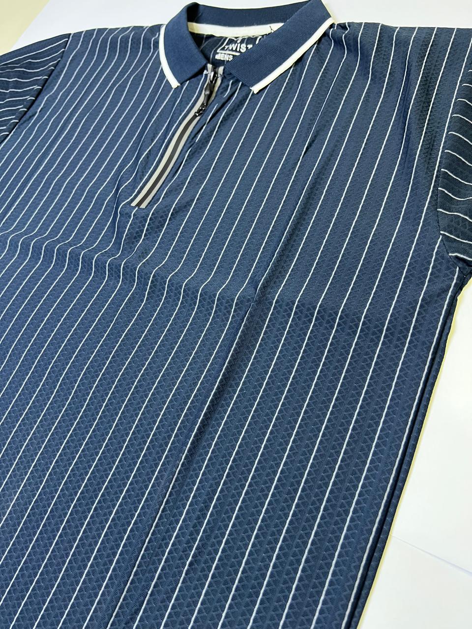 TWIST LINING INTER COLLAR DRI-FIT-T-SHIRT BLUE  TW-11